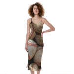 Grunge Baseballs Print Slim Fit Midi Cami Dress