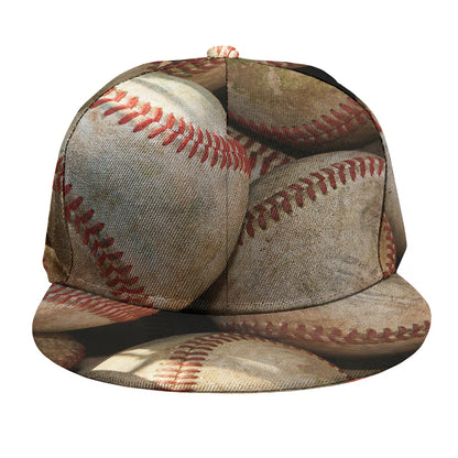 Grunge Baseballs Print Snapback Cap