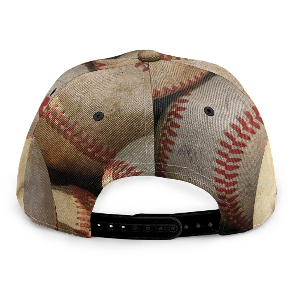 Grunge Baseballs Print Snapback Cap