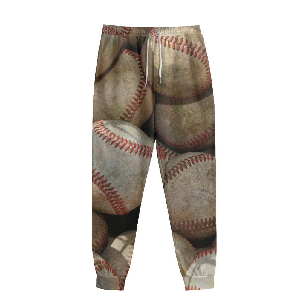 Grunge Baseballs Print Sweatpants