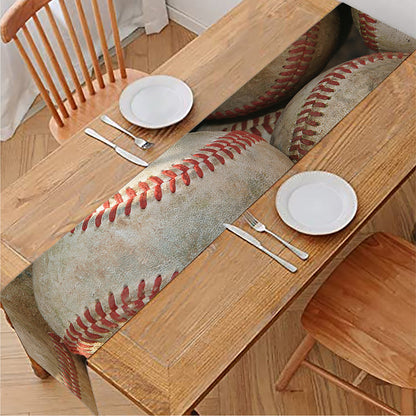 Grunge Baseballs Print Table Runner