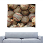 Grunge Baseballs Print Tapestry
