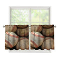 Grunge Baseballs Print Tier Curtains