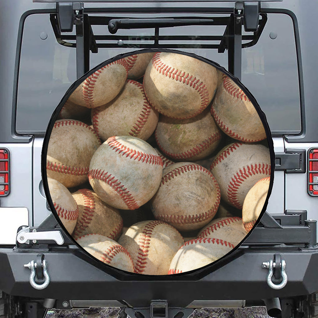 Grunge Baseballs Print Tire Cover