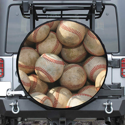 Grunge Baseballs Print Tire Cover
