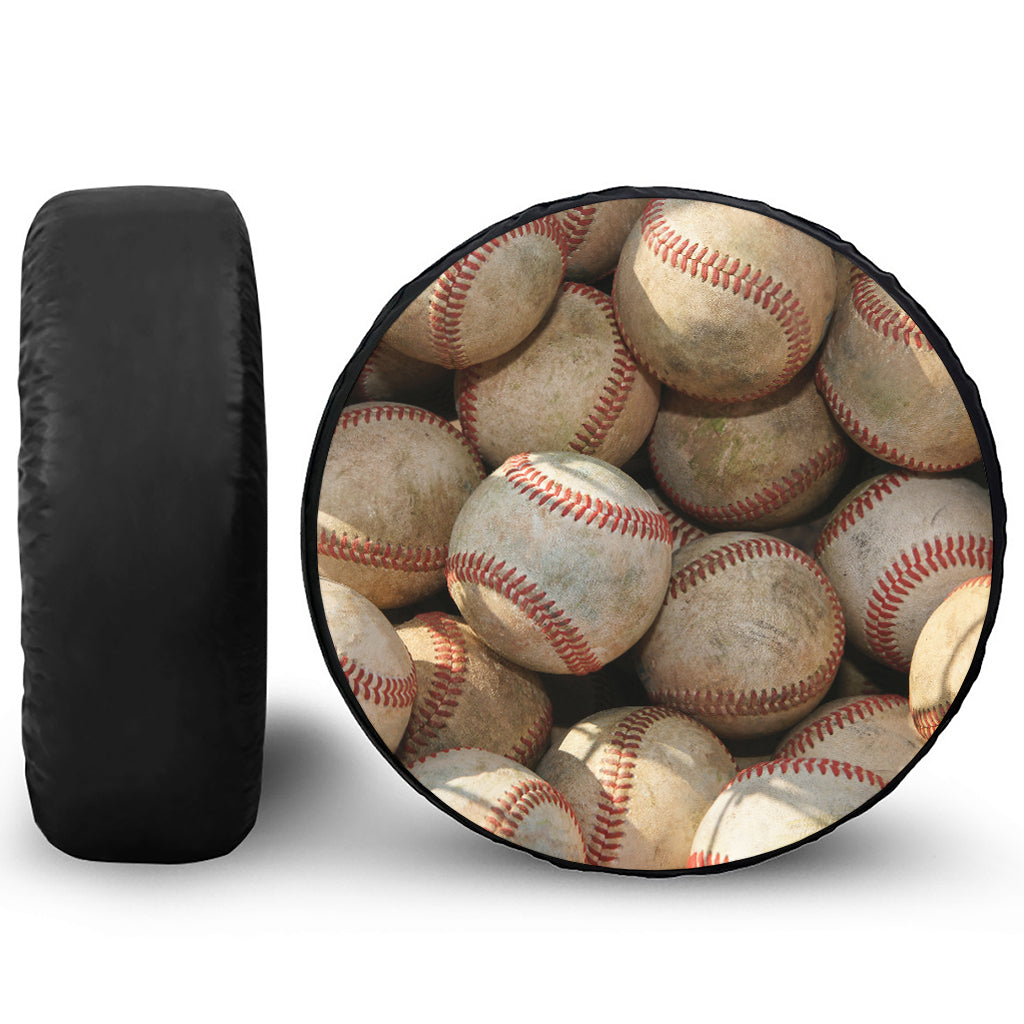 Grunge Baseballs Print Tire Cover