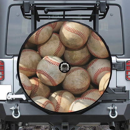 Grunge Baseballs Print Tire Cover With Camera Hole