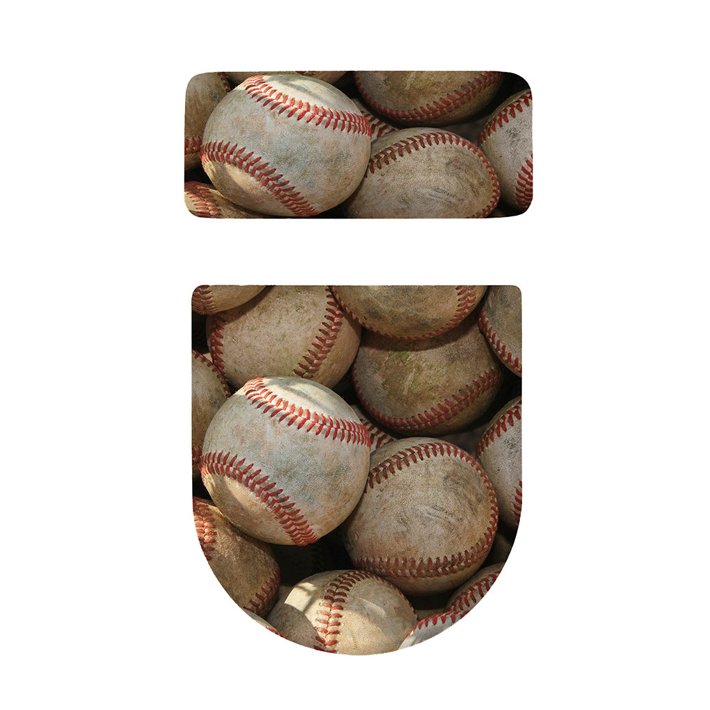 Grunge Baseballs Print Toilet Lid And Tank Cover Set