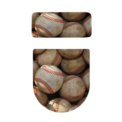 Grunge Baseballs Print Toilet Lid And Tank Cover Set