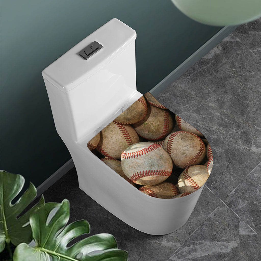 Grunge Baseballs Print Toilet Lid Cover