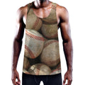 Grunge Baseballs Print Men's Workout Tank Top