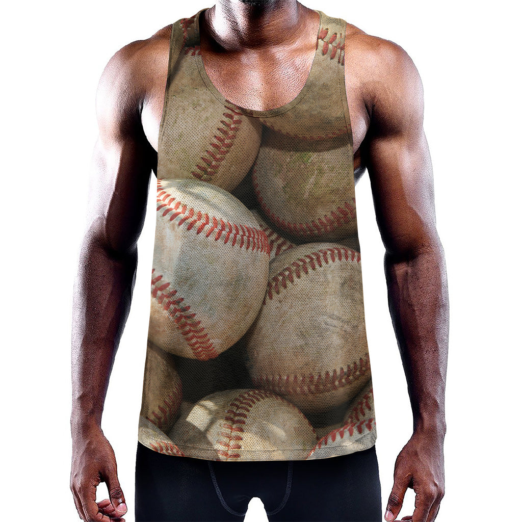 Grunge Baseballs Print Training Tank Top