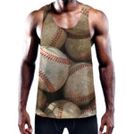 Grunge Baseballs Print Training Tank Top
