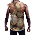 Grunge Baseballs Print Training Tank Top