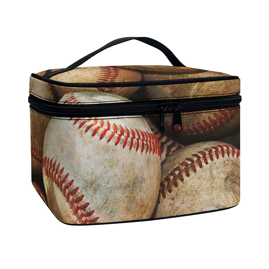 Grunge Baseballs Print Travel Makeup Bag