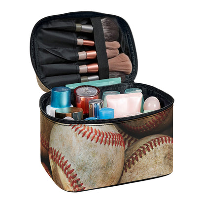 Grunge Baseballs Print Travel Makeup Bag