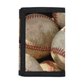 Grunge Baseballs Print Trifold Wallet