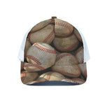 Grunge Baseballs Print White Mesh Trucker Cap