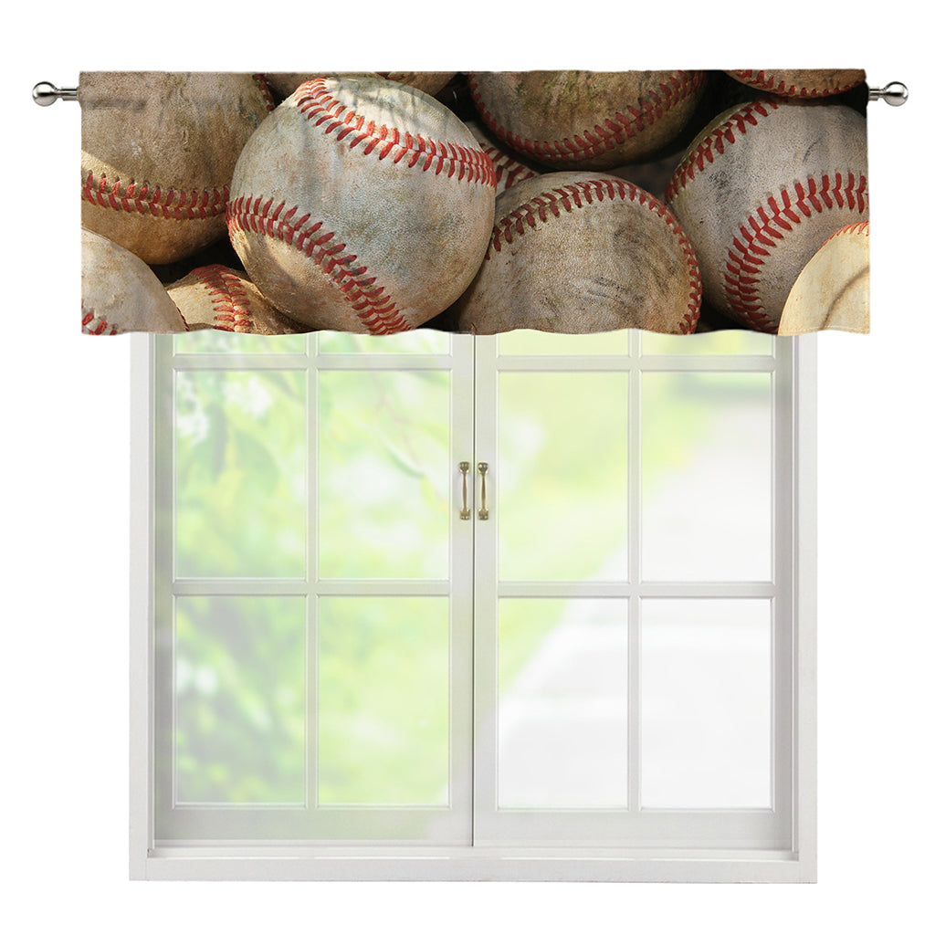 Grunge Baseballs Print Window Valance