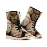 Grunge Baseballs Print Winter Boots