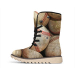 Grunge Baseballs Print Winter Boots