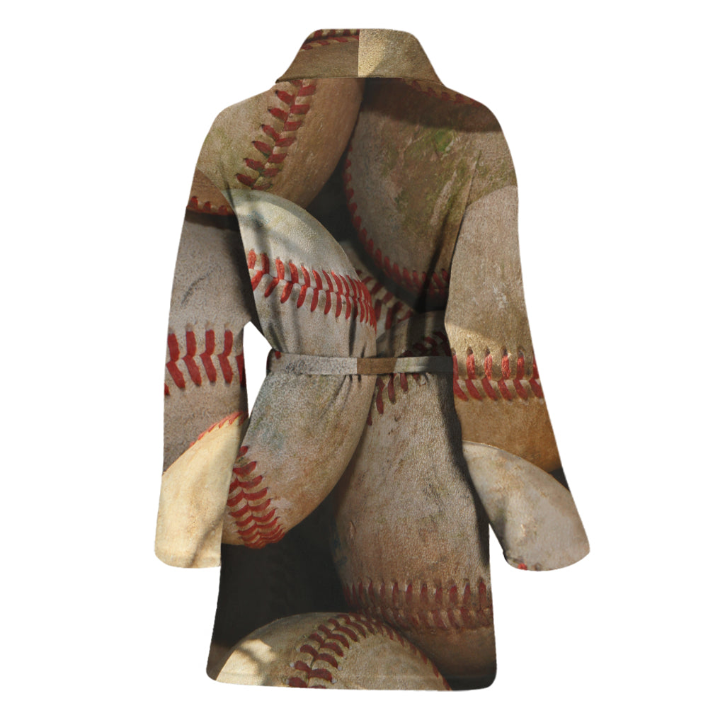Grunge Baseballs Print Women's Bathrobe