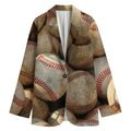 Grunge Baseballs Print Women's Blazer