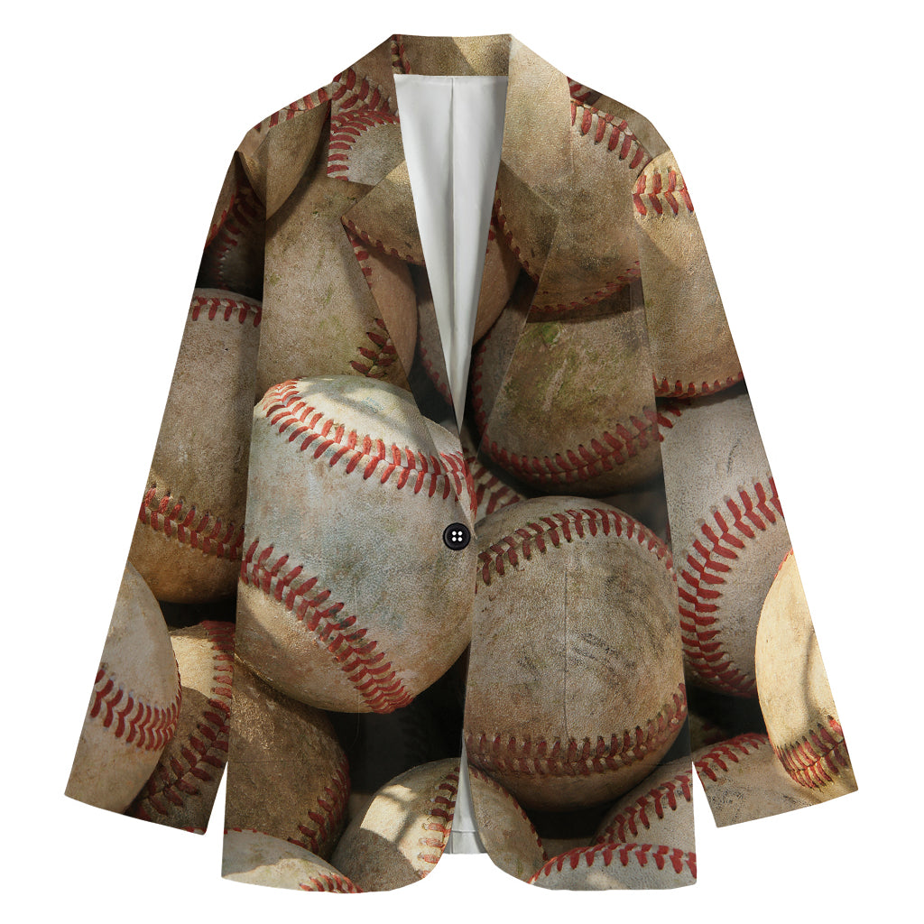 Grunge Baseballs Print Women's Blazer