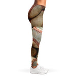 Grunge Baseballs Print Women's Leggings