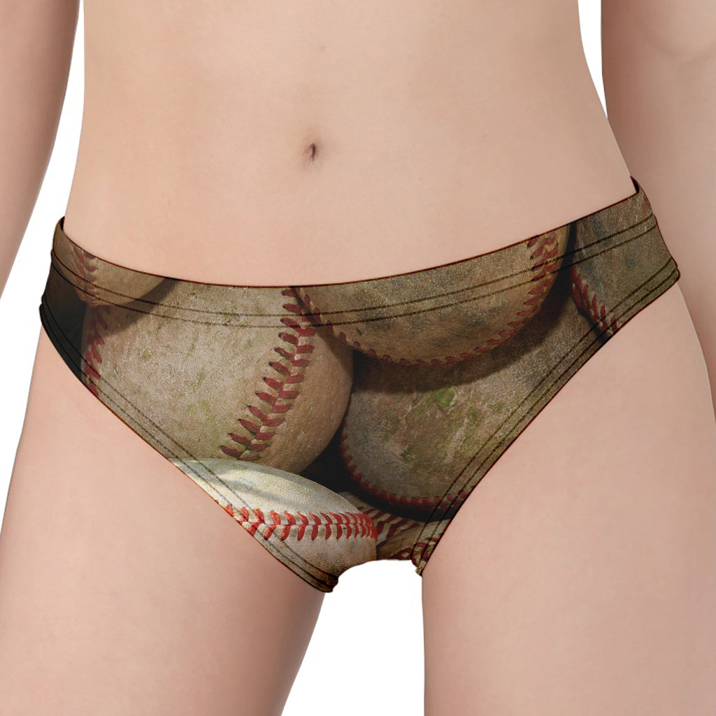 Grunge Baseballs Print Women's Panties