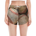 Grunge Baseballs Print Women's Split Running Shorts