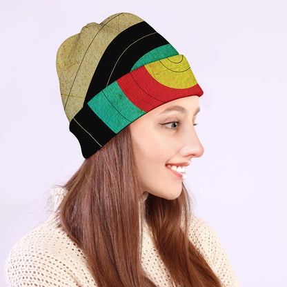 Grunge Bullseye Target Print Beanie