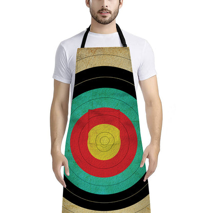 Grunge Bullseye Target Print Bib Apron With Pocket