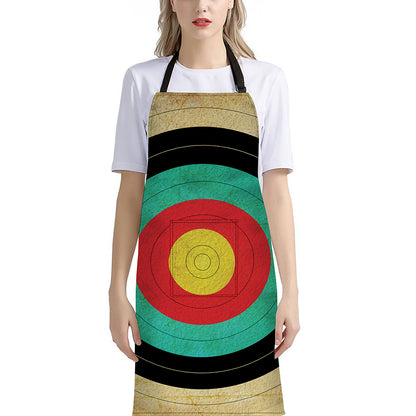 Grunge Bullseye Target Print Bib Apron With Pocket