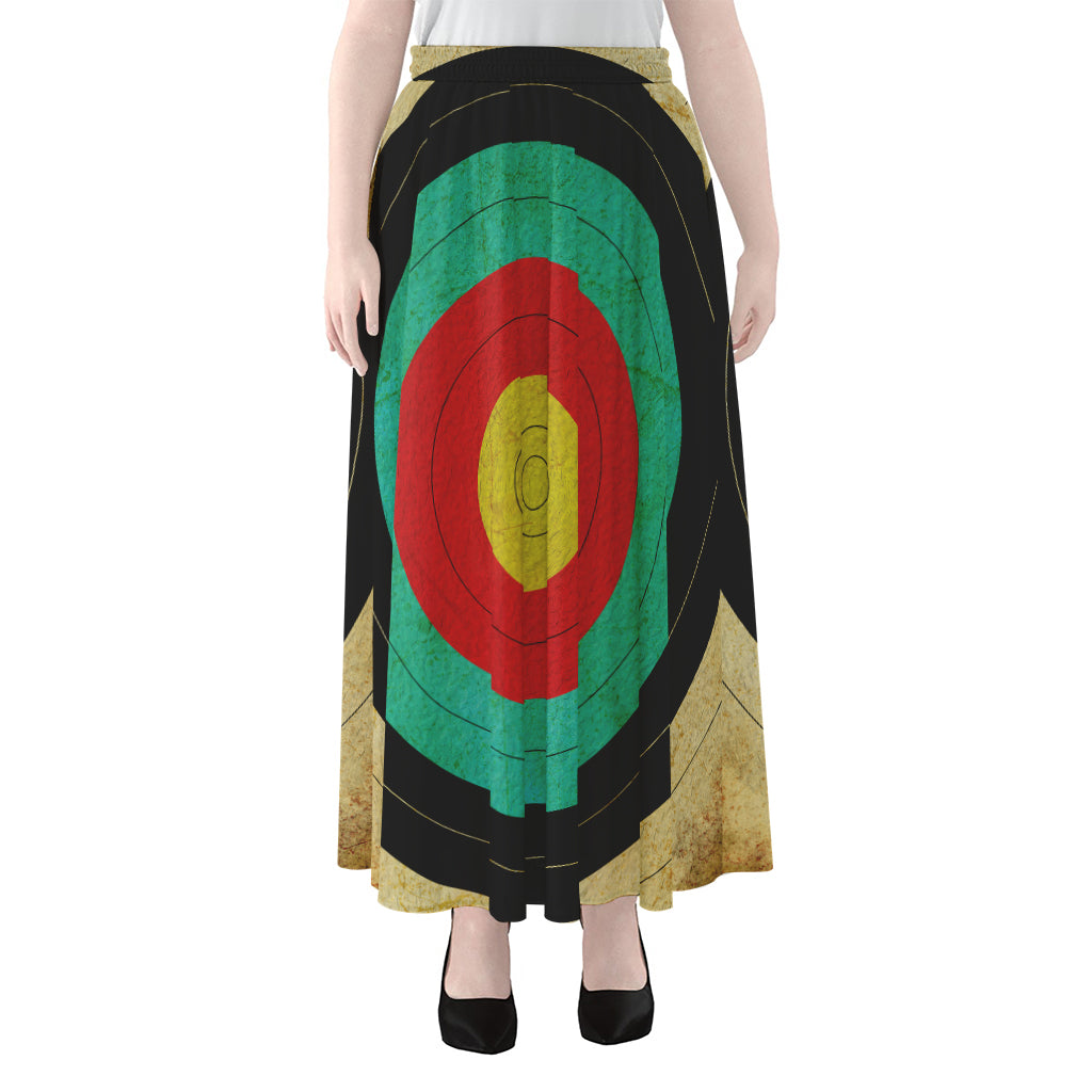 Grunge Bullseye Target Print Chiffon Maxi Skirt