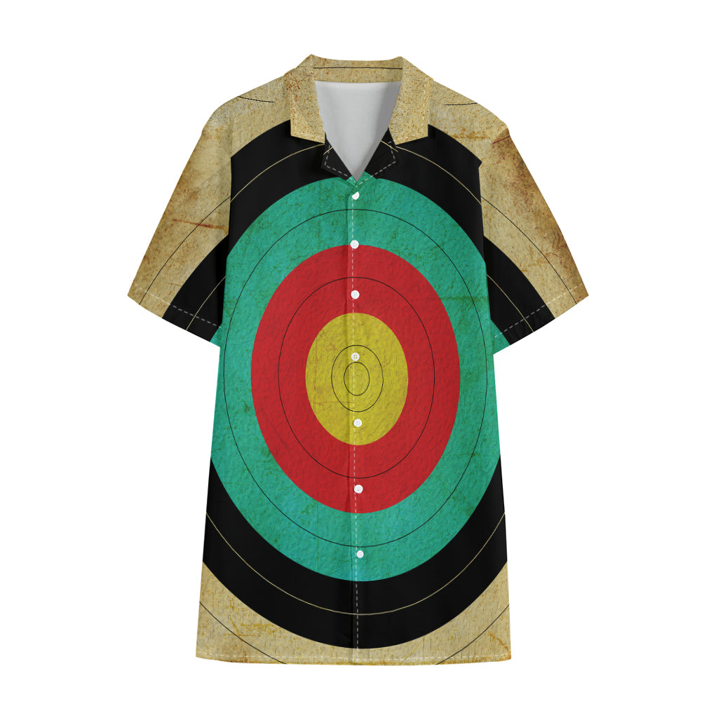 Grunge Bullseye Target Print Cotton Hawaiian Shirt