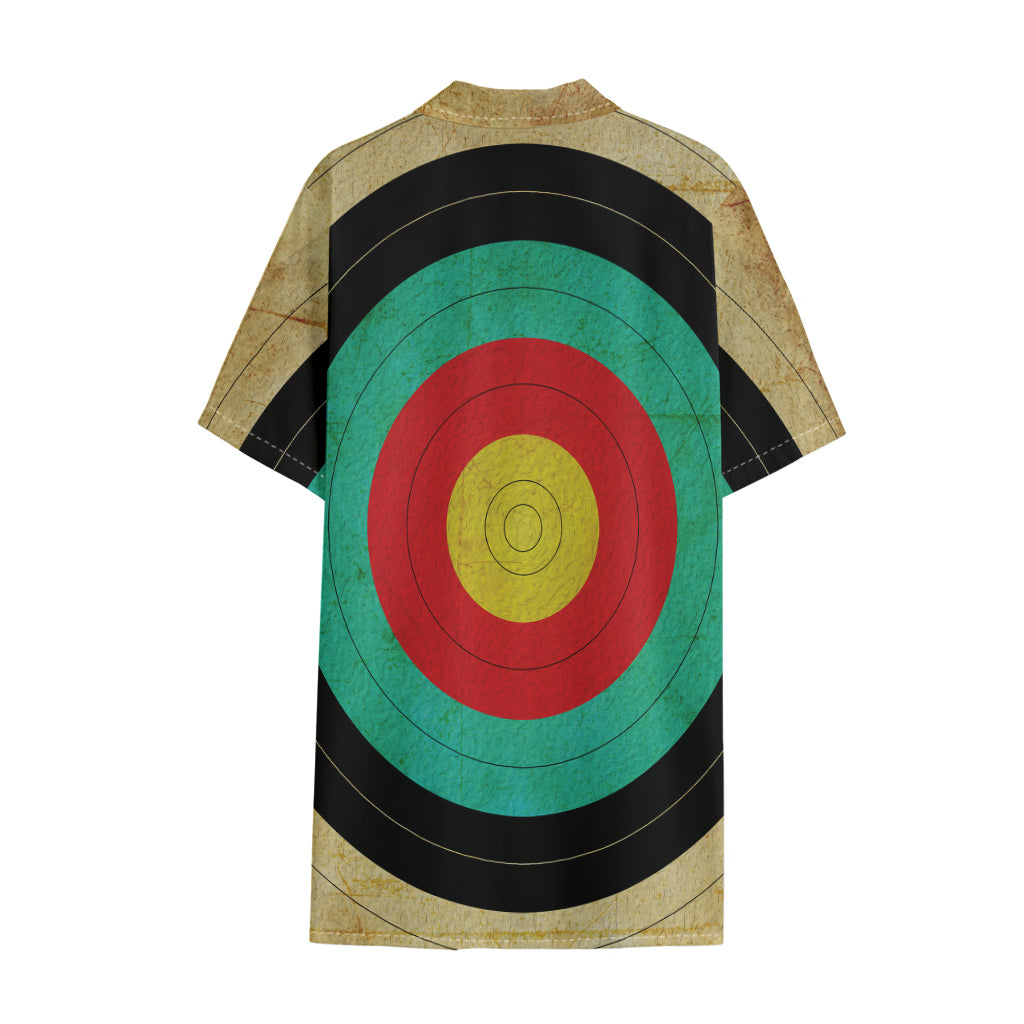 Grunge Bullseye Target Print Cotton Hawaiian Shirt