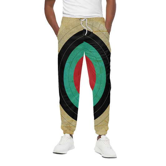 Grunge Bullseye Target Print Cotton Pants