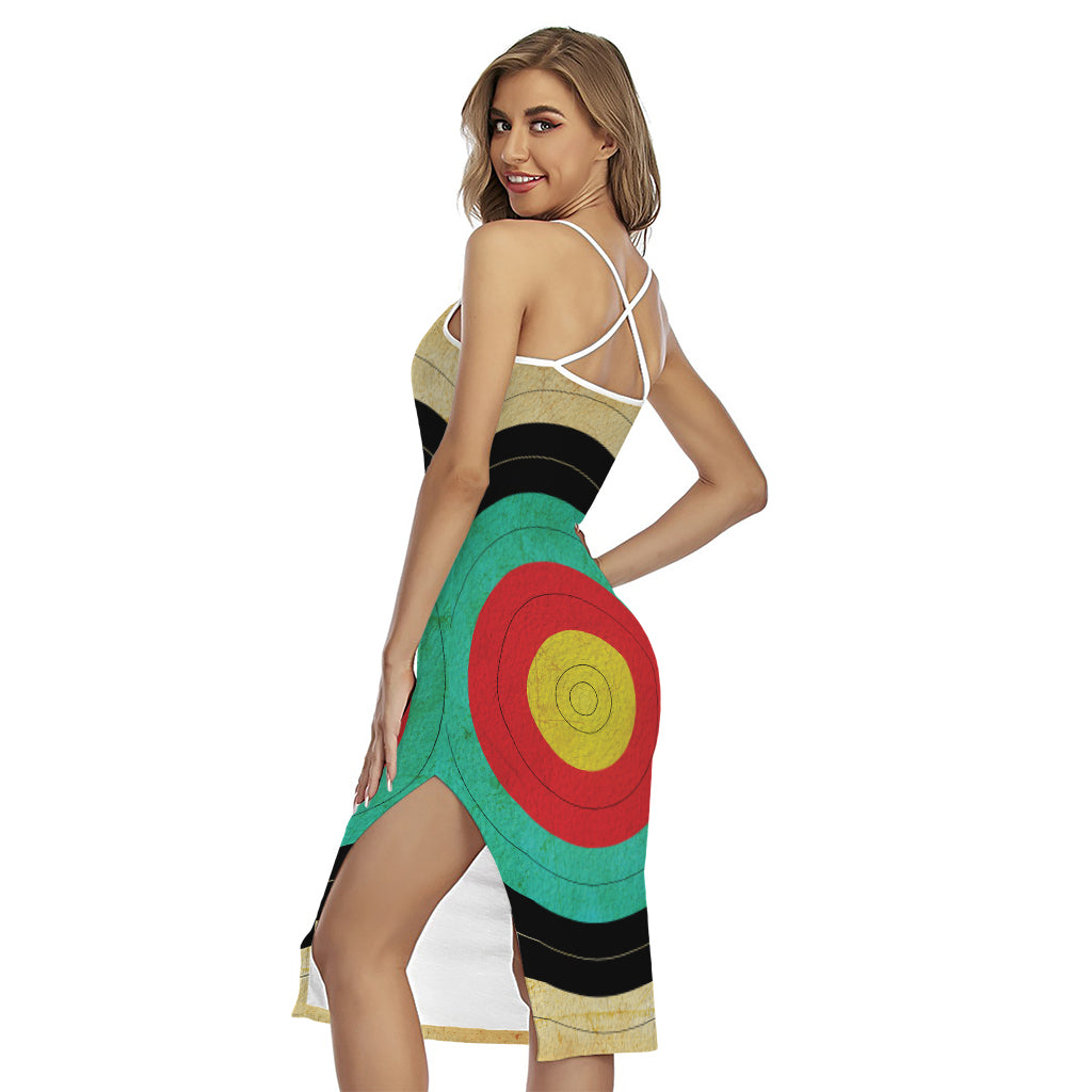 Grunge Bullseye Target Print Cross Back Cami Dress