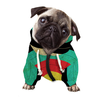 Grunge Bullseye Target Print Dog Zip Up Hoodie