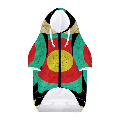 Grunge Bullseye Target Print Dog Zip Up Hoodie