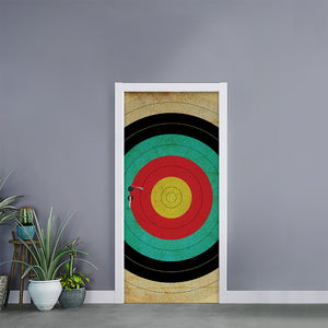 Grunge Bullseye Target Print Door Sticker