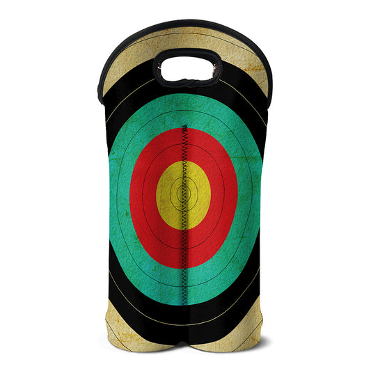 Grunge Bullseye Target Print Double Neoprene Wine Tote