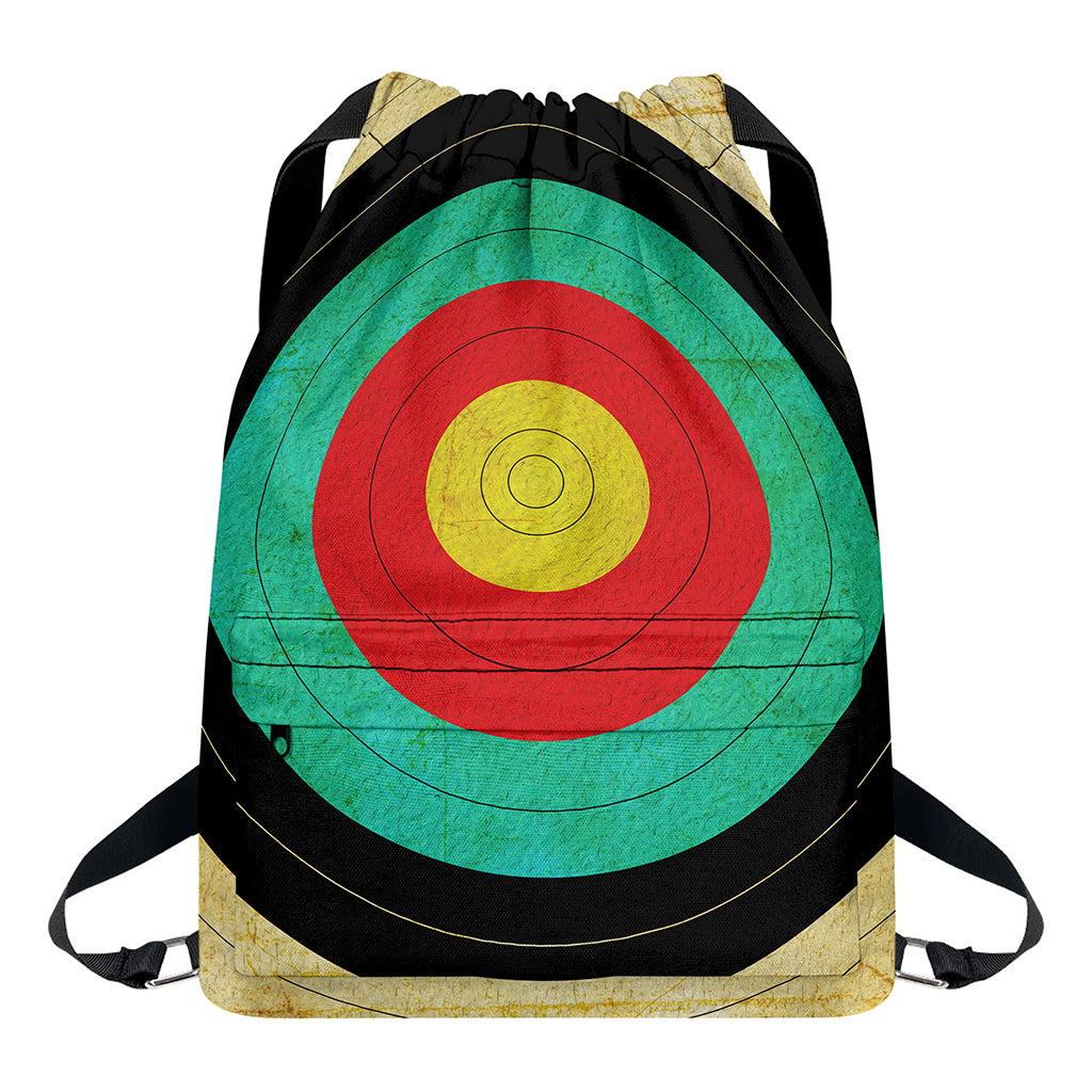 Grunge Bullseye Target Print Drawstring Backpack