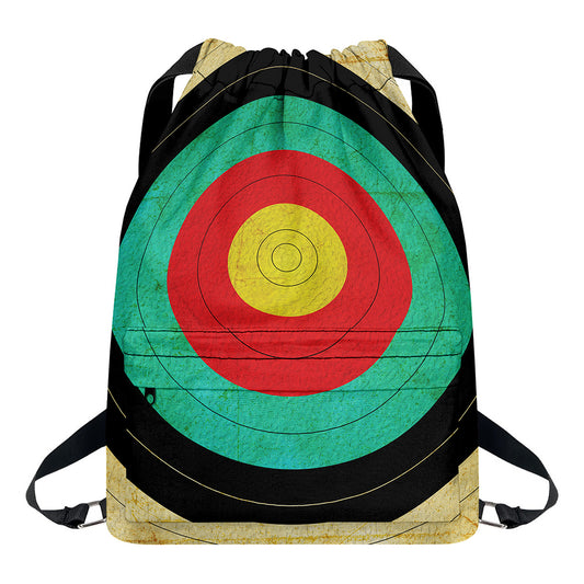 Grunge Bullseye Target Print Drawstring Backpack