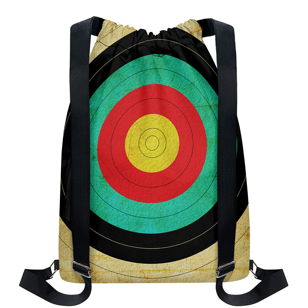 Grunge Bullseye Target Print Drawstring Backpack
