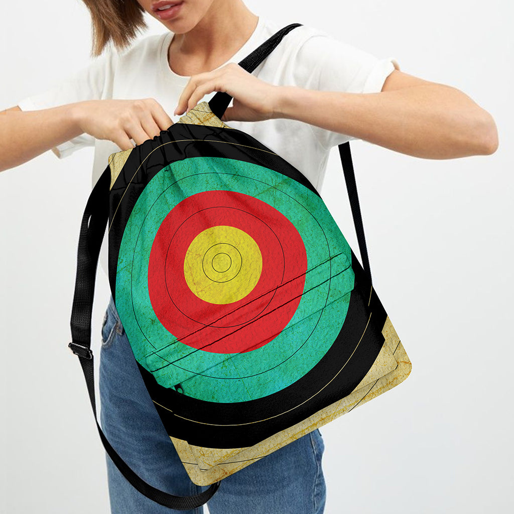 Grunge Bullseye Target Print Drawstring Backpack