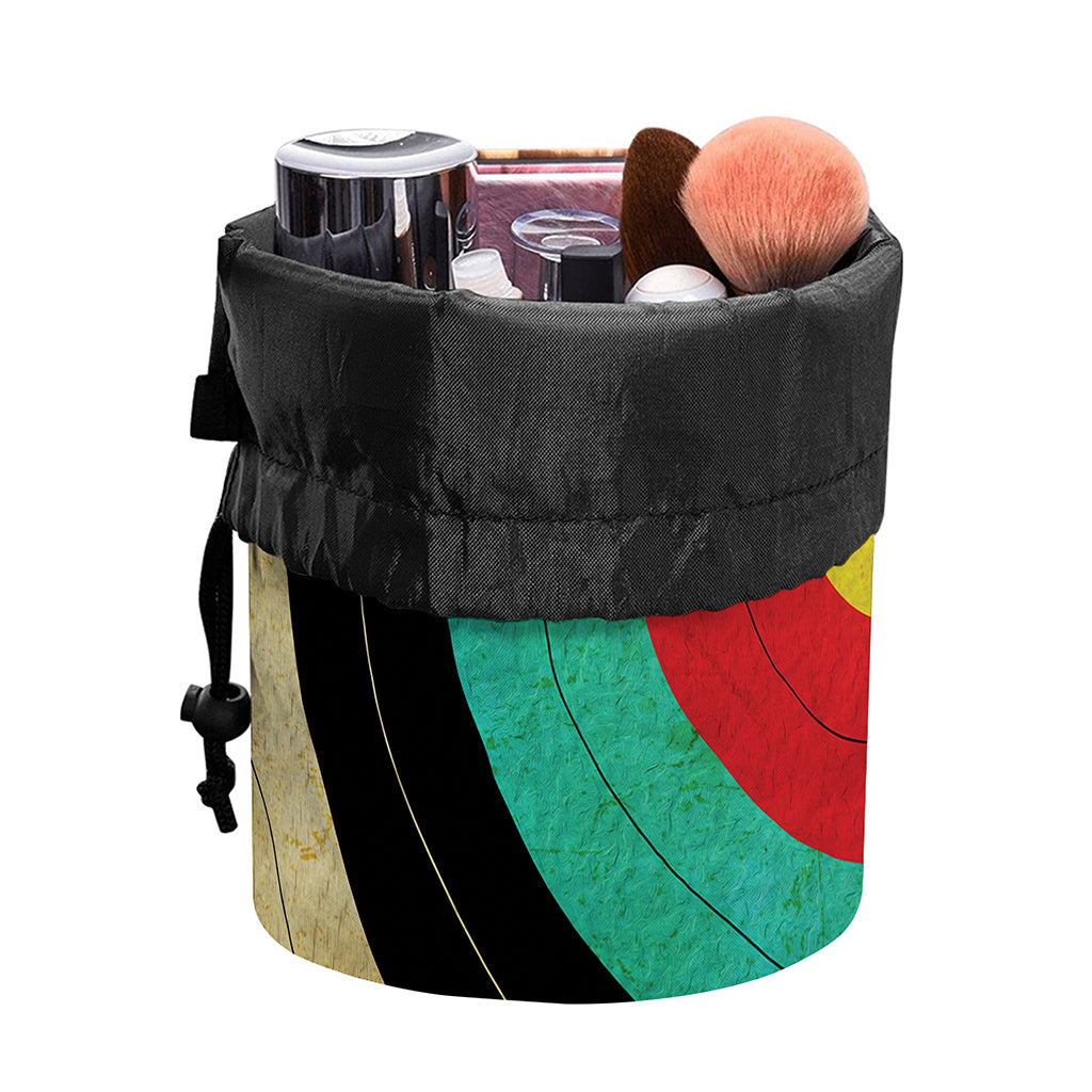 Grunge Bullseye Target Print Drawstring Makeup Bag