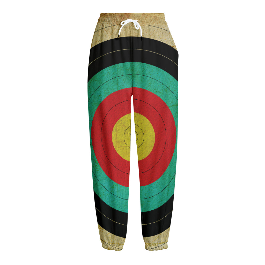 Grunge Bullseye Target Print Fleece Lined Knit Pants