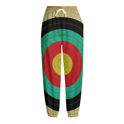 Grunge Bullseye Target Print Fleece Lined Knit Pants
